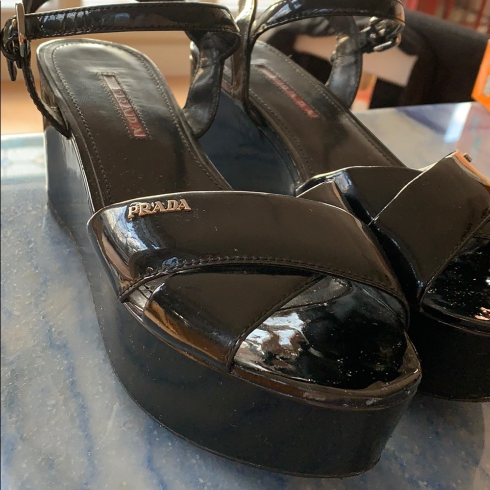 Prada patent leather platform